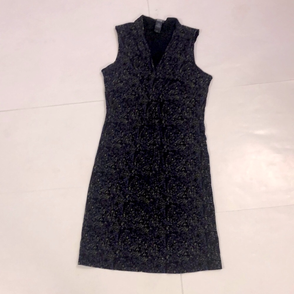 Kenneth Cole Reaction L Dress Black Abstract Purple Blu Green Pattern Sleeveless